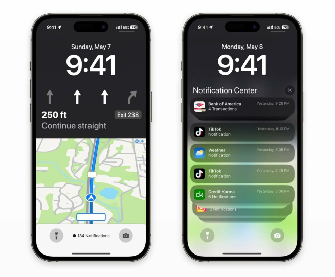 荣县苹果维修服务分享iOS17锁屏地图导航半屏显示长什么样 